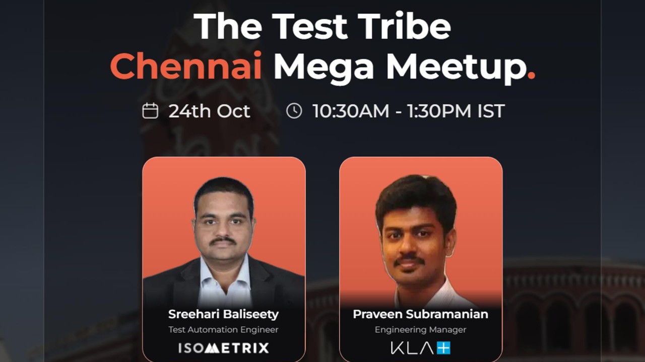 Poster for The Test Tribe Mega Meetup - Chennai
